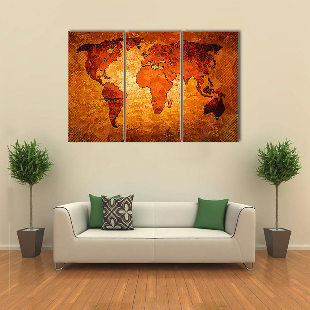 World map paint design art multi panel canvas wall art