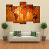 World map paint design art multi panel canvas wall art