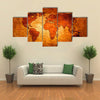 World map paint design art multi panel canvas wall art