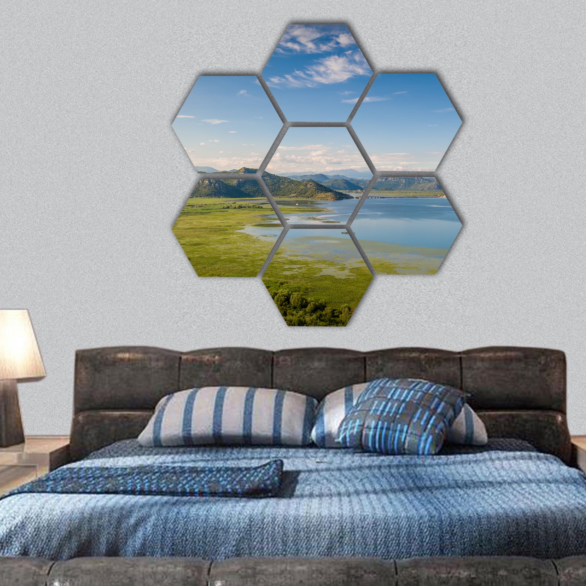Skadar lake national park hexagonal canvas wall art