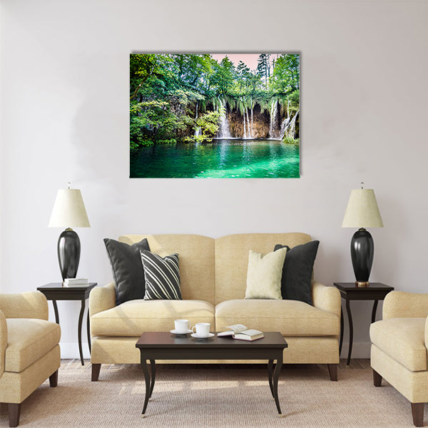 Beautiful waterfalls in Plitvice Lakes National Park multi panel canvas wall art