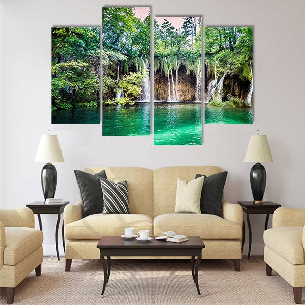 Beautiful waterfalls in Plitvice Lakes National Park multi panel canvas wall art