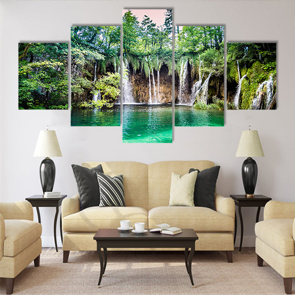 Beautiful waterfalls in Plitvice Lakes National Park multi panel canvas wall art