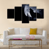 Howling Wolf Dark Background. Full Moon and the Wilderness Multi Panel Canvas Wall Art