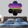 Aurora borealis seen from Polish in the area of Suwalki hexagonal canvas wall art