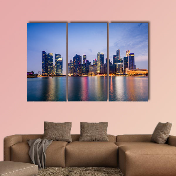 Singapore skyline on Marina Bay multi panel canvas wall art