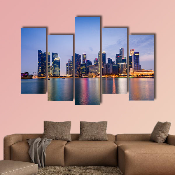Singapore skyline on Marina Bay multi panel canvas wall art