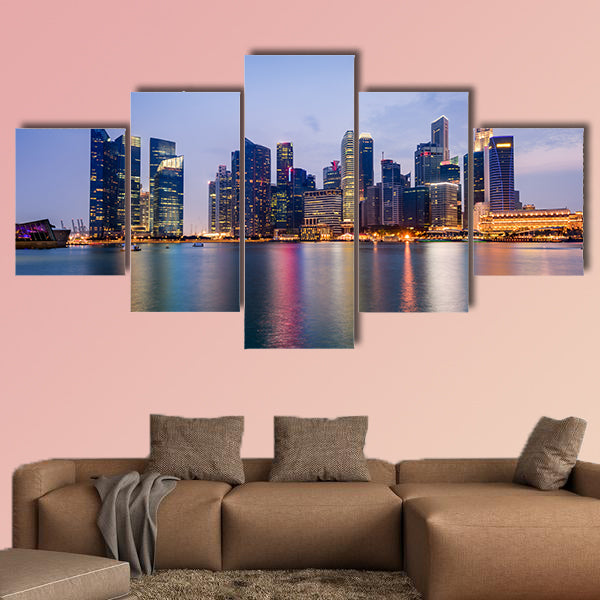 Singapore skyline on Marina Bay multi panel canvas wall art