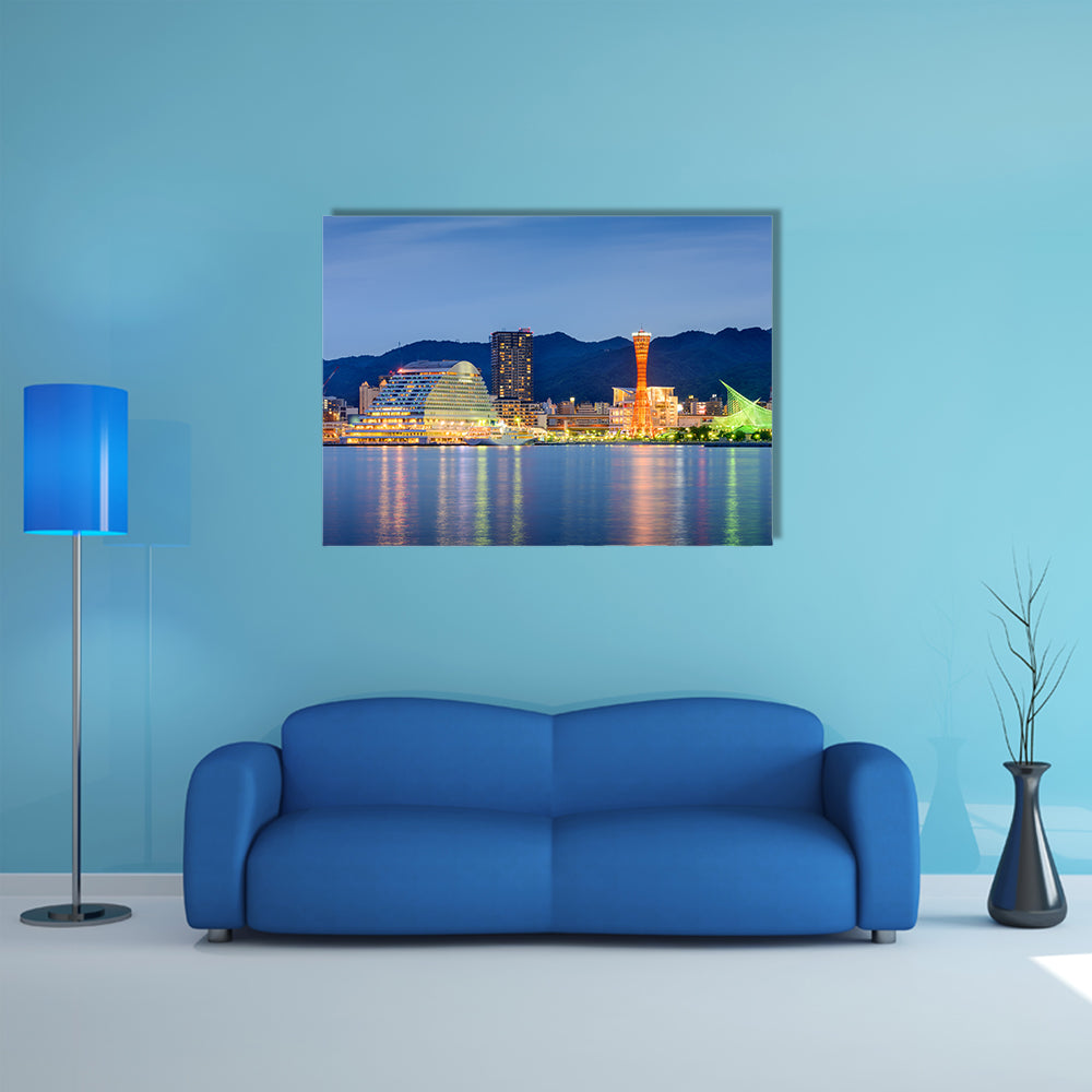 Kobe, Japan skyline at the port multi panel canvas wall art