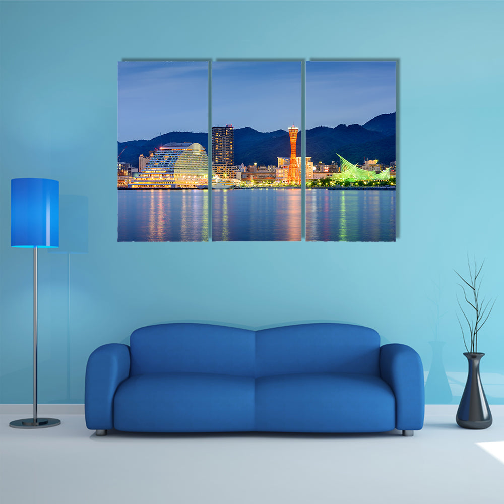 Kobe, Japan skyline at the port multi panel canvas wall art