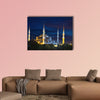 Blue Sultanahmet Mosque at night time Istanbul, Turkey multi panel canvas wall art