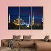 Blue Sultanahmet Mosque at night time Istanbul, Turkey multi panel canvas wall art