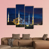 Blue Sultanahmet Mosque at night time Istanbul, Turkey multi panel canvas wall art