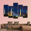 Blue Sultanahmet Mosque at night time Istanbul, Turkey multi panel canvas wall art