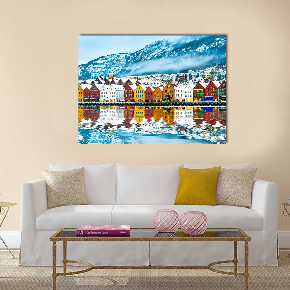 view on Bruges. Bergen Norway multi panel canvas wall art