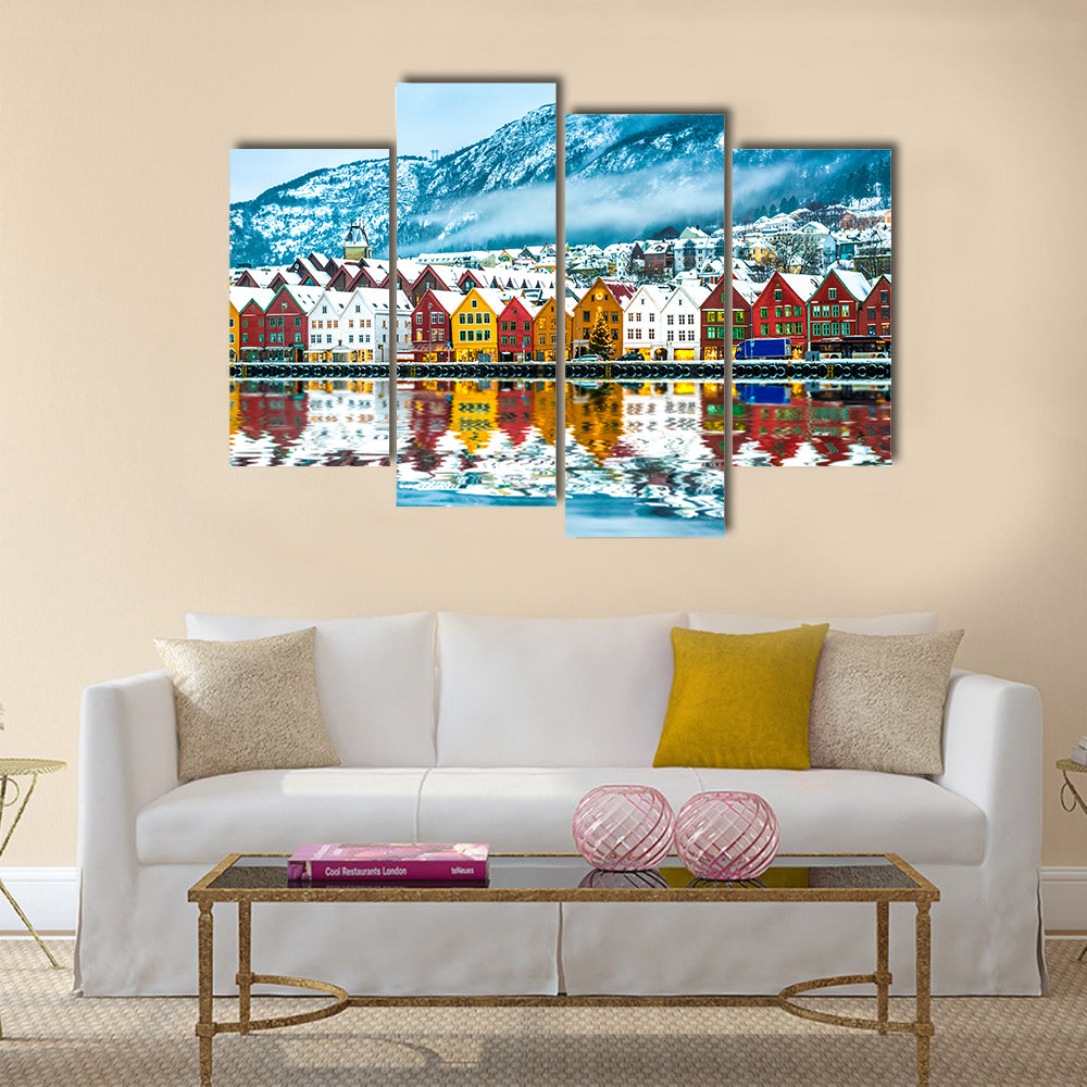 view on Bruges. Bergen Norway multi panel canvas wall art