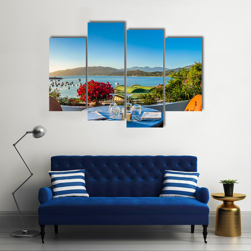A Romantic Dinner Place On A Landscape That Attracts You With Sunset, Itlay, Multi Panel Canvas Wall Art