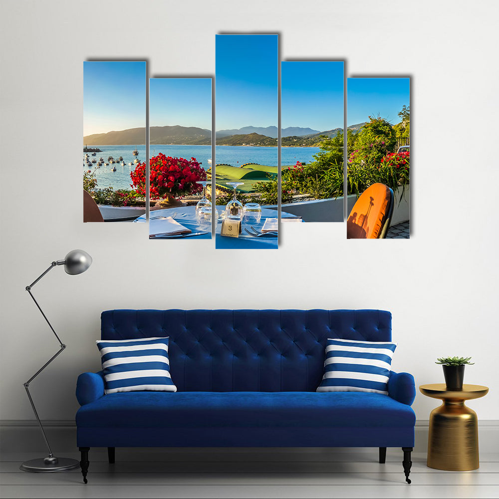 A Romantic Dinner Place On A Landscape That Attracts You With Sunset, Itlay, Multi Panel Canvas Wall Art