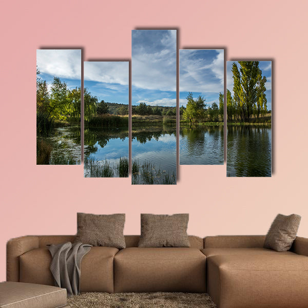 A pond in the Arizona desert multi panel canvas wall art