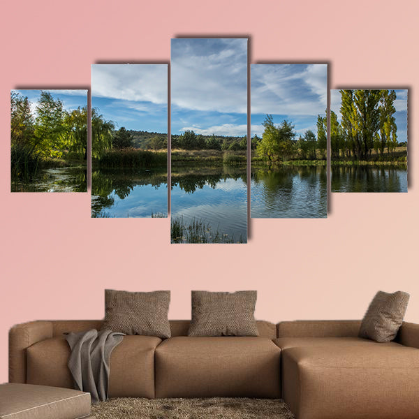 A pond in the Arizona desert multi panel canvas wall art