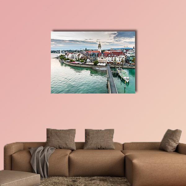 Evening Cloudy View of Friedrichshafen City multi panel canvas wall art