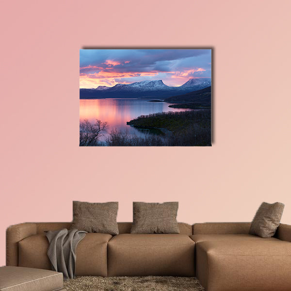 Light morning to the viewpoint at Abisko, Sweden Multi panel canvas wall art
