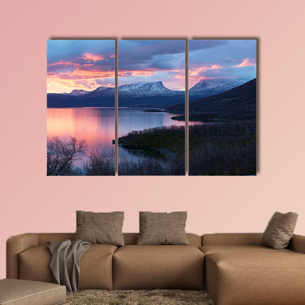 Light morning to the viewpoint at Abisko, Sweden Multi panel canvas wall art