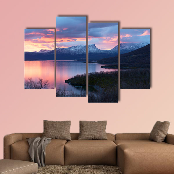 Light morning to the viewpoint at Abisko, Sweden Multi panel canvas wall art