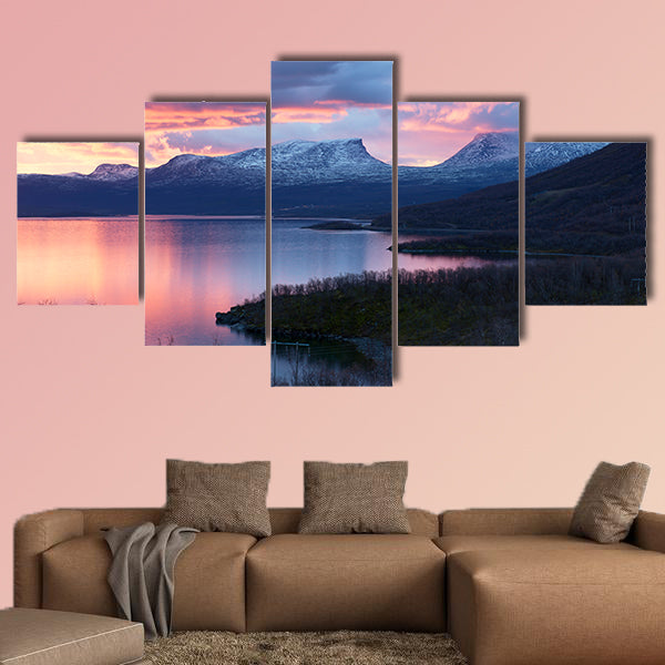 Light morning to the viewpoint at Abisko, Sweden Multi panel canvas wall art