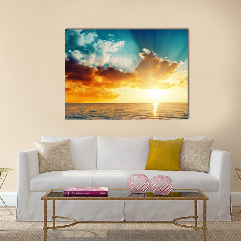 Beautiful sunset over the sea Multi Panel Canvas Wall Art
