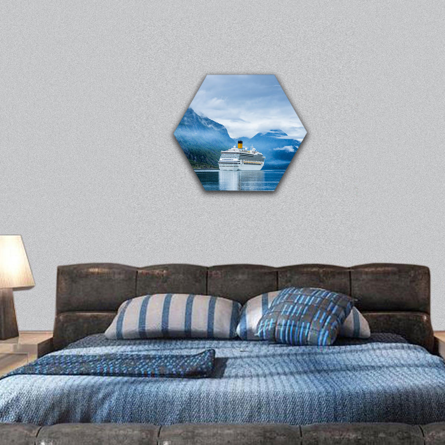 Cruise Ship, Cruise Liners On Hardanger fjorden, Norway hexagonal canvas wall art