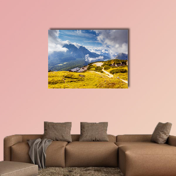 Great view of the Cadini di Misurina range from Monte Piana in National Park multi panel canvas wall art