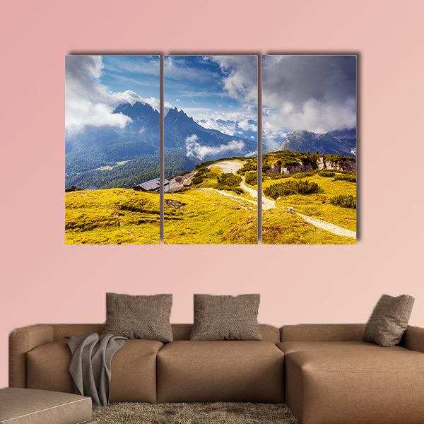 Great view of the Cadini di Misurina range from Monte Piana in National Park multi panel canvas wall art