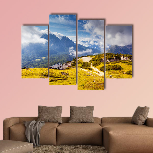 Great view of the Cadini di Misurina range from Monte Piana in National Park multi panel canvas wall art