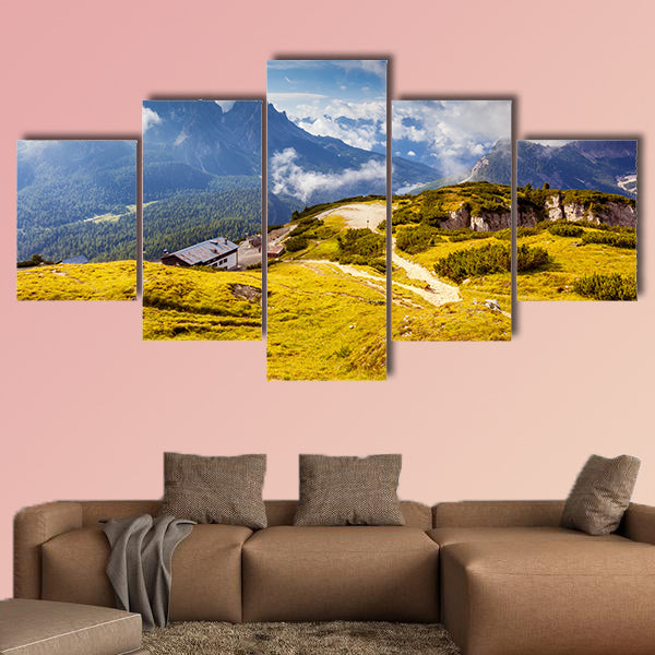 Great view of the Cadini di Misurina range from Monte Piana in National Park multi panel canvas wall art