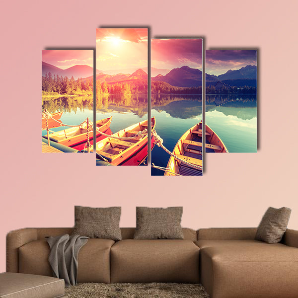 Majestic Mountain Lake in National Park High Tatra multi panel canvas wall art