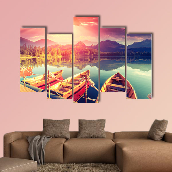 Majestic Mountain Lake in National Park High Tatra multi panel canvas wall art