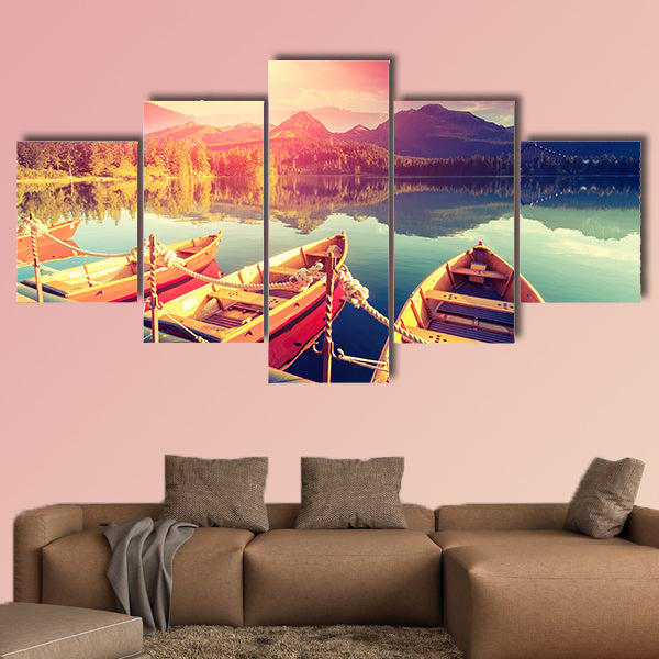 Majestic Mountain Lake in National Park High Tatra multi panel canvas wall art