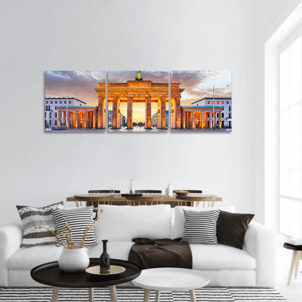 Berlin - Brandenburg Gate at night Panoramic Canvas Wall Art