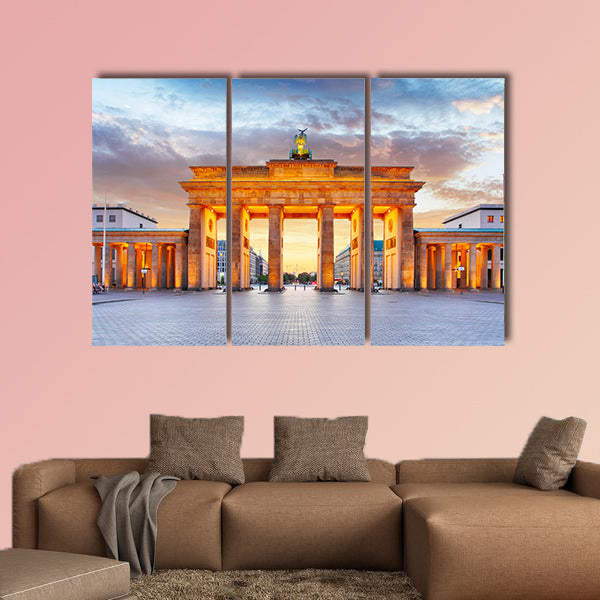 Berlin, Brandenburg Gate at night multi panel canvas wall art