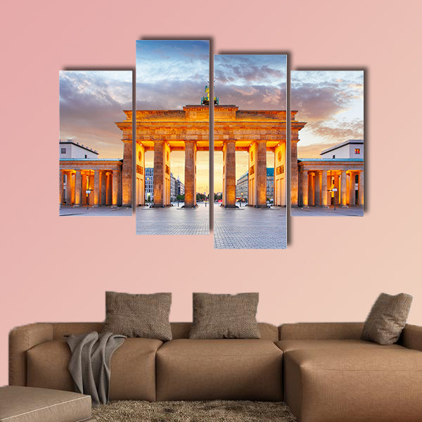 Berlin, Brandenburg Gate at night multi panel canvas wall art