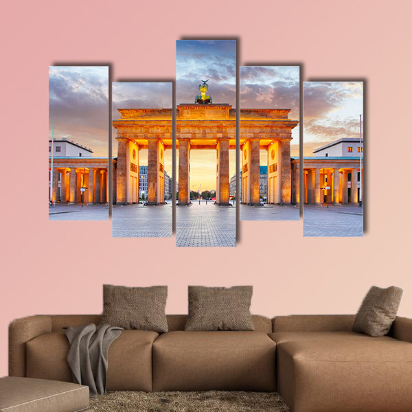 Berlin, Brandenburg Gate at night multi panel canvas wall art