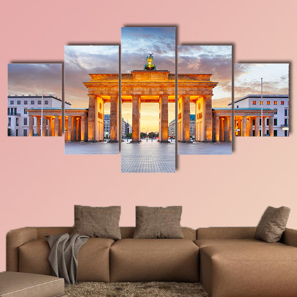 Berlin, Brandenburg Gate at night multi panel canvas wall art
