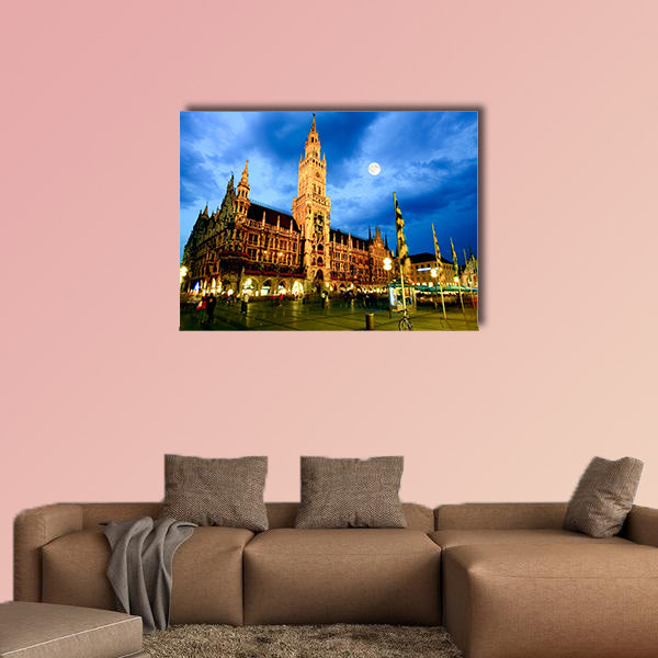 The night scene of town hall at the Marienplatz in Munich wall art
