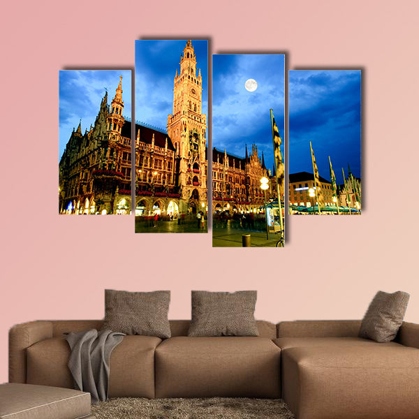 The night scene of town hall at the Marienplatz in Munich wall art