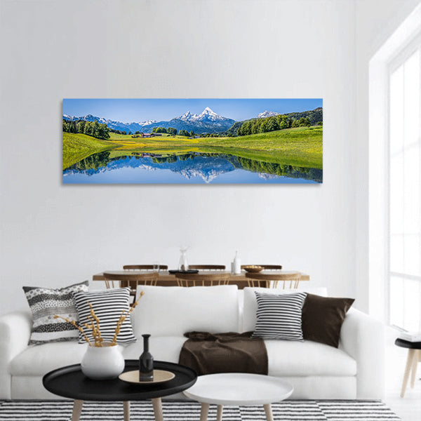 View of idyllic summer landscape panoramic canvas wall art