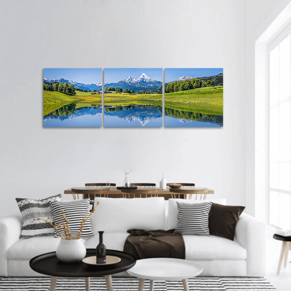 View of idyllic summer landscape panoramic canvas wall art