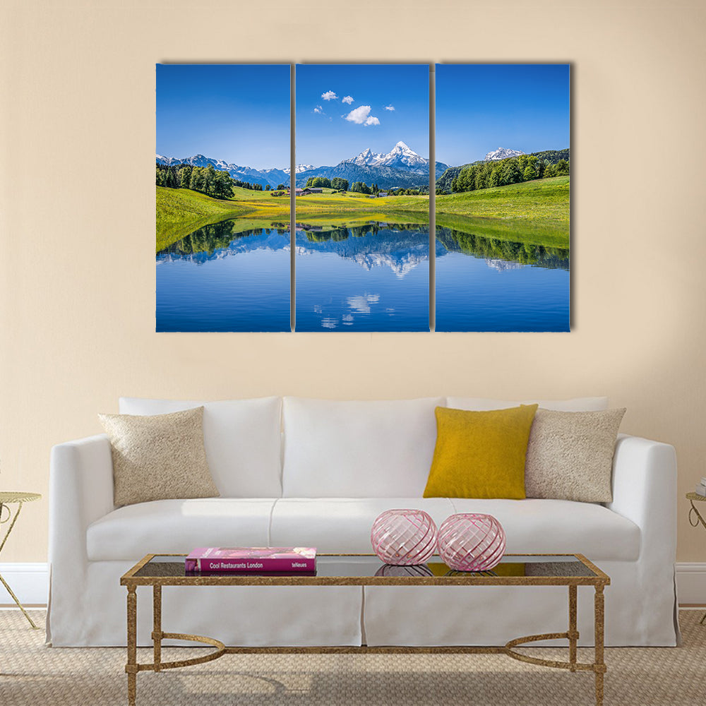 Panoramic view of idyllic summer landscape multi panel canvas wall art