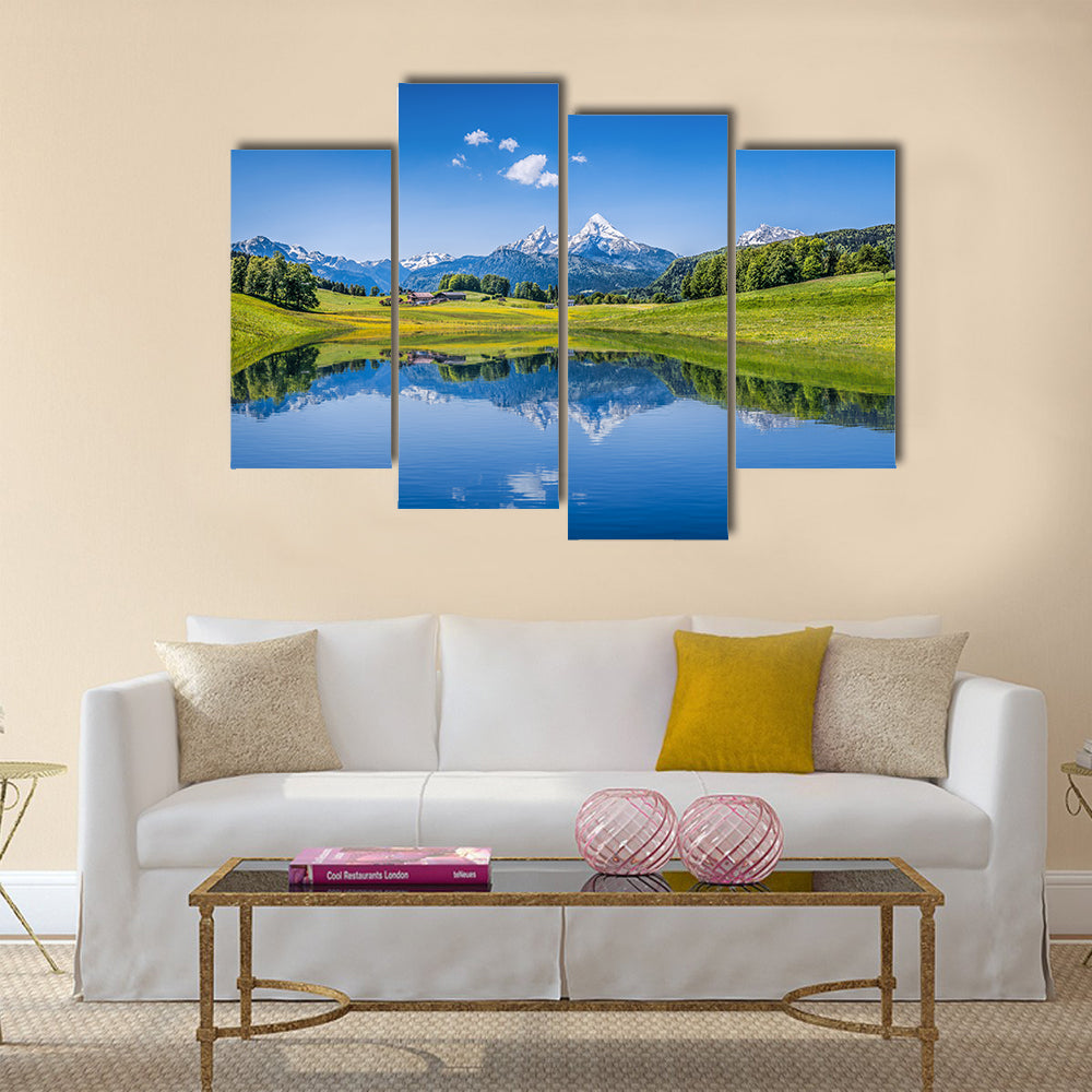 Panoramic view of idyllic summer landscape multi panel canvas wall art