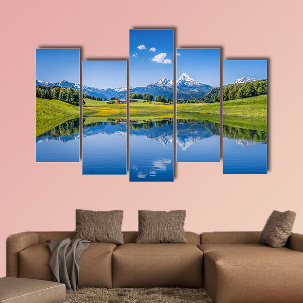 Panoramic view of idyllic summer landscape multi panel canvas wall art